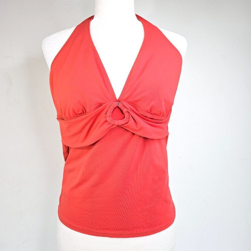 Lands' End Tangerine Orange Y2K 90s Halter Swim Tankini Top